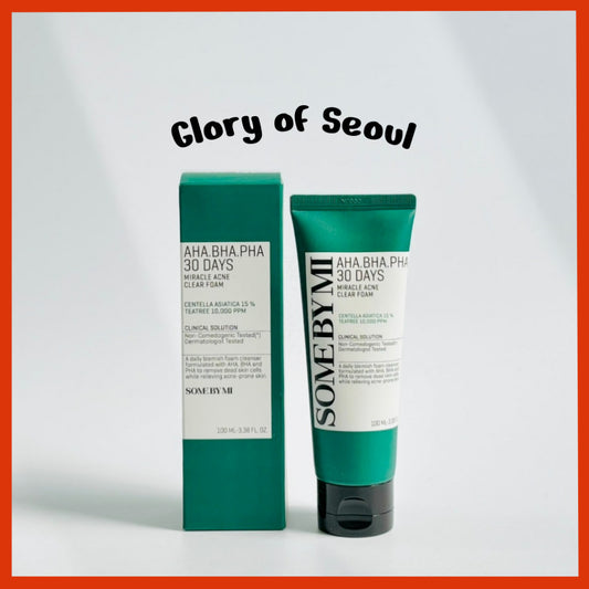 SOME BY MI AHA BHA PHA 30 Days Miracle Acne Clear Foam - 3.38Oz, 100ml - Made from Tea Tree Leaf Water for Acne-Prone Skin - Pore Cleansing and Removing Dead Cells