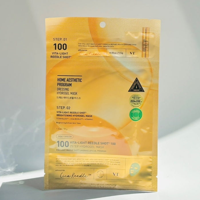 VT Reedle Shot 100 2-Step Hydrogel Mask (Step 1: 1.5 g / Step 2: 33 g) 5 Types (Reti-A / Collagen / Pro Cica / Vita-Light / Hydrop)