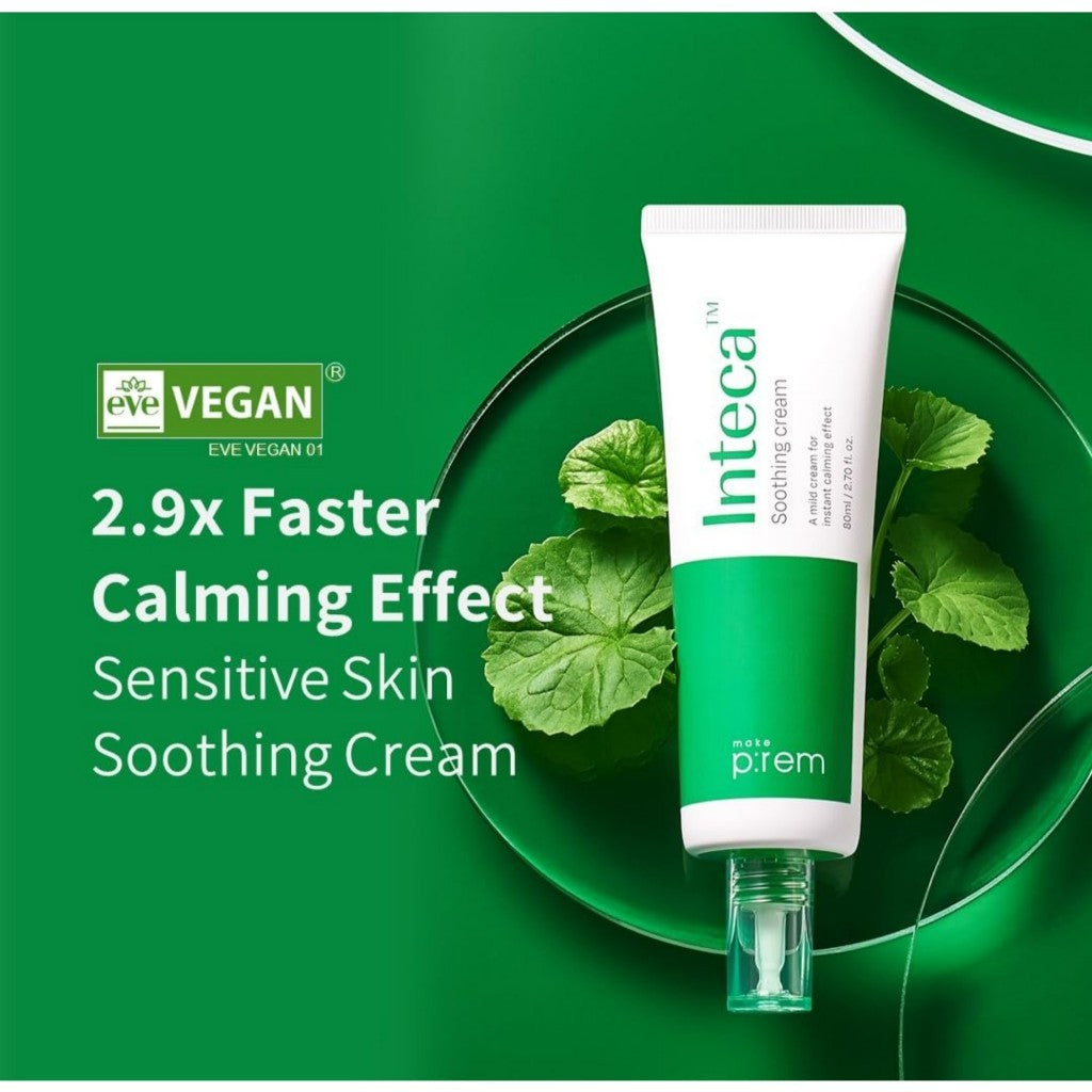 MAKE PREM INTECA Soothing Cream, 80mL | 2.9x Faster Absorbing & Calming Effect, Advanced Centella Extract