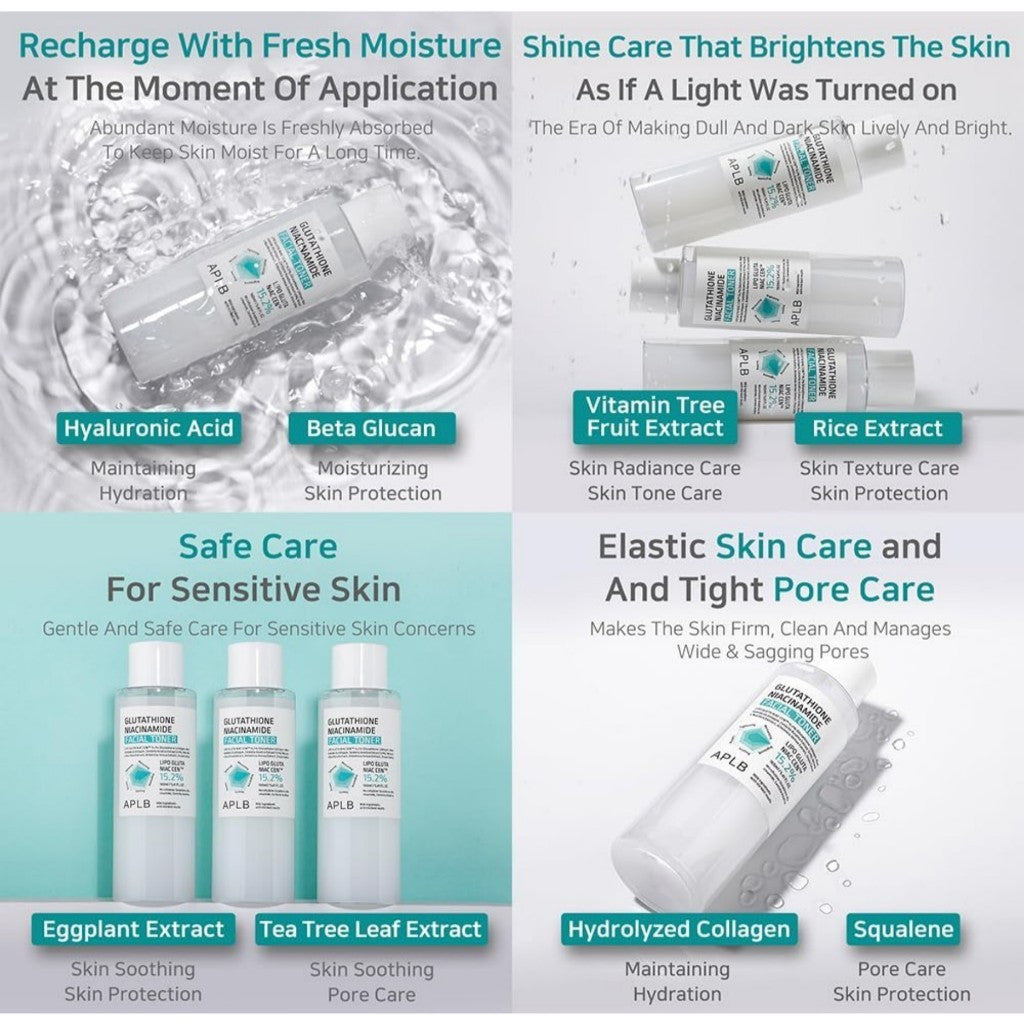 APLB Glutathione Niacinamide Facial Toner, 160mL | LIPO GLUTA NIAC CEN™ 15.2%