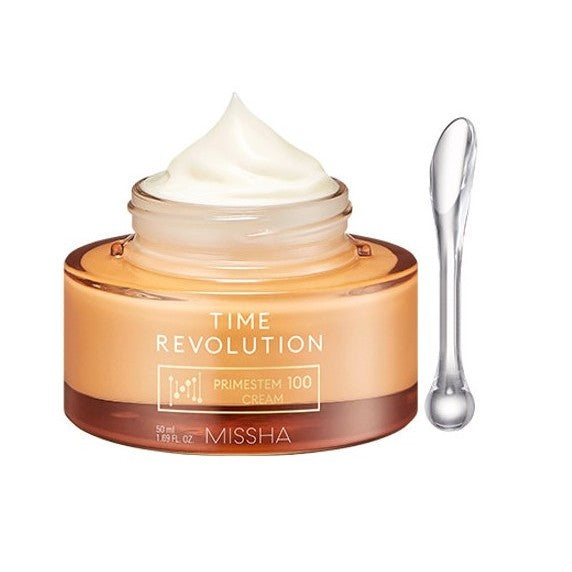 MISSHA Time Revolution Primestem 100 Cream, tarro ámbar abierto de 50 ml