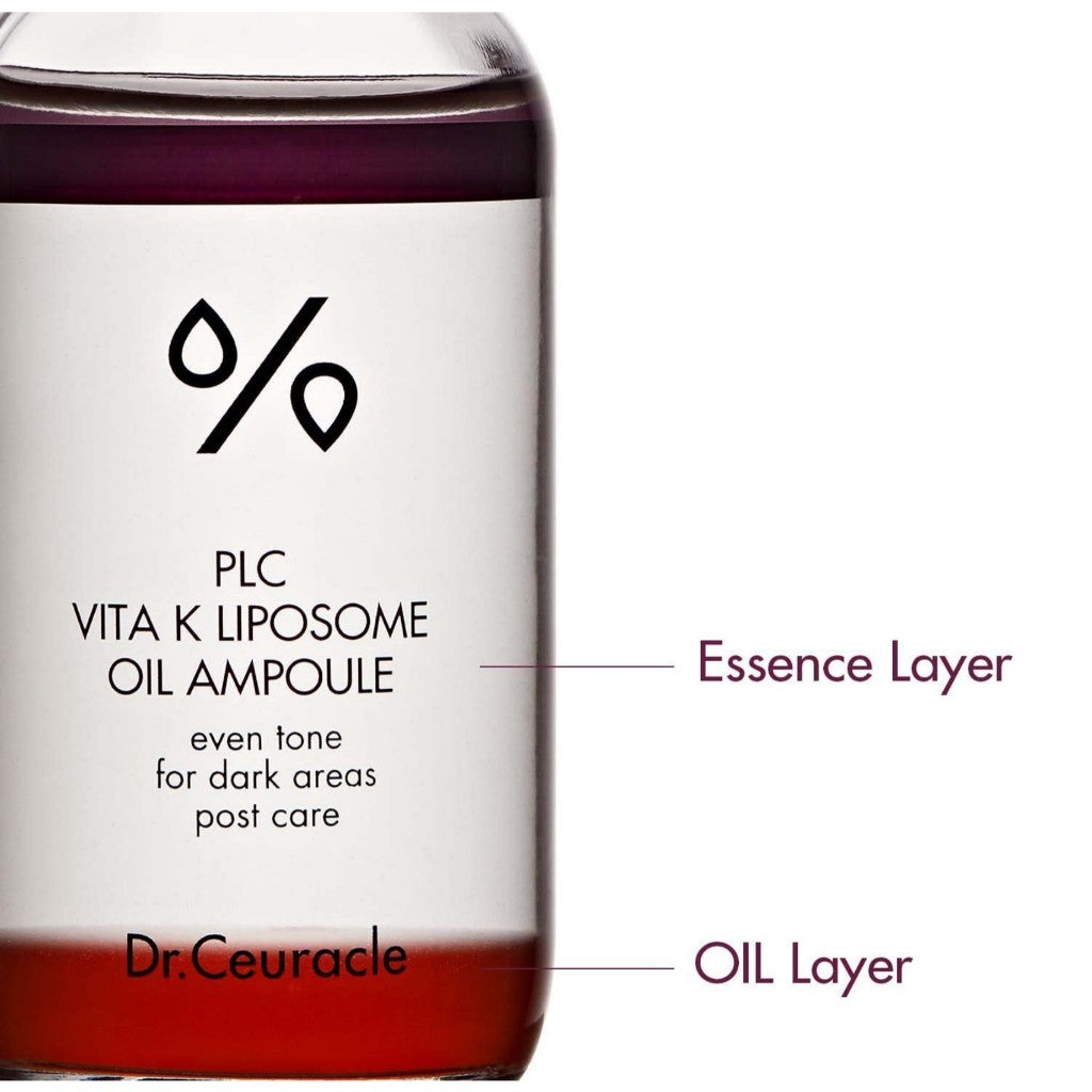 Dr.Ceuracle PLC Vitamin K Liposome Oil Ampoule, 50mLㅣSpecial Care for Toning, Glowing, Hydration, BrighteningㅣSkin-Friendly Water&Oil Layer Formula