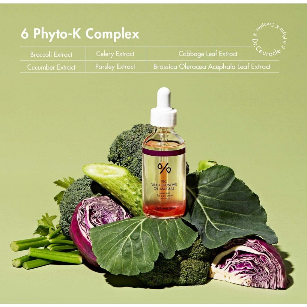 Dr.Ceuracle PLC Vitamin K Liposome Oil Ampoule, 50mLㅣSpecial Care for Toning, Glowing, Hydration, BrighteningㅣSkin-Friendly Water&Oil Layer Formula
