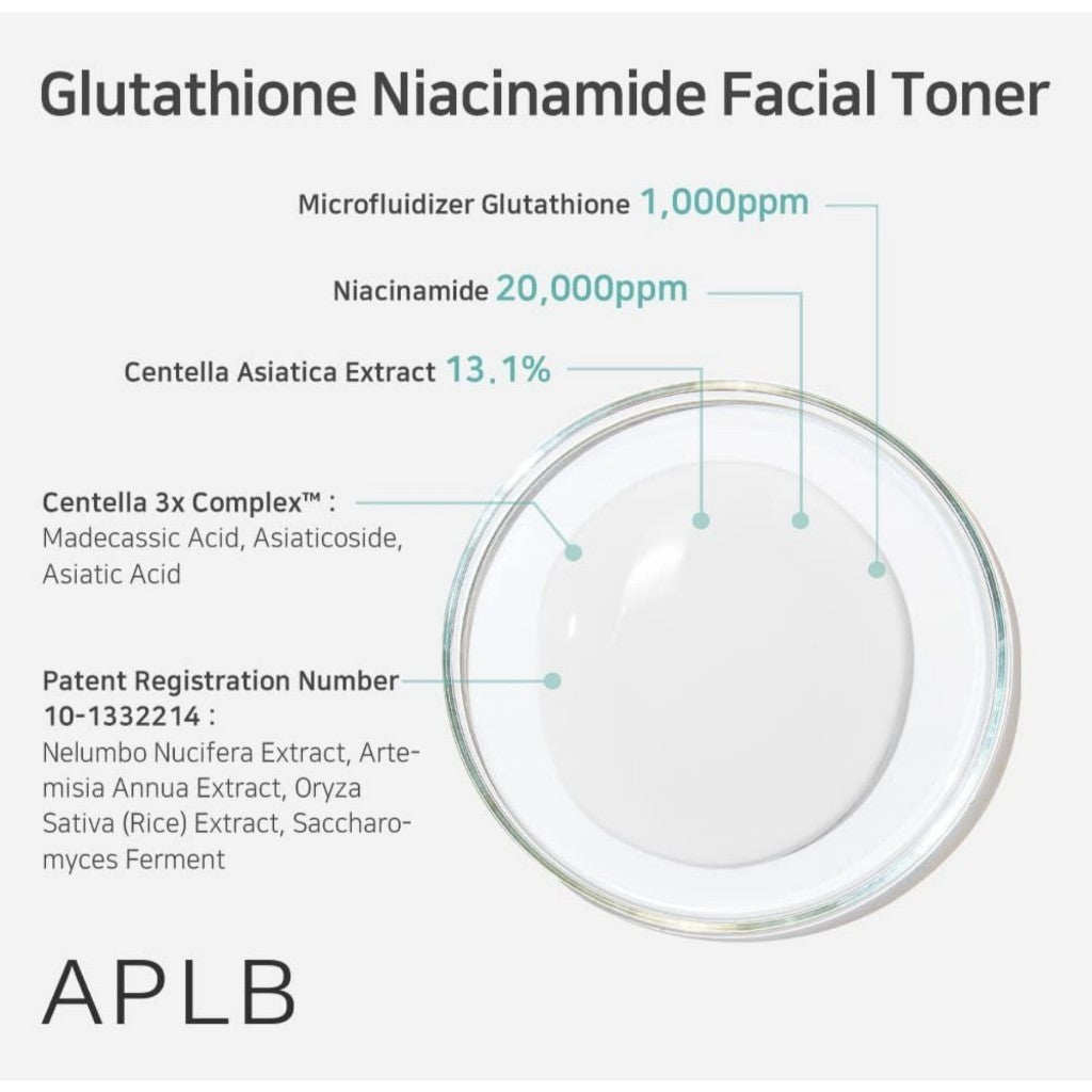 APLB Glutathione Niacinamide Facial Toner, 160mL | LIPO GLUTA NIAC CEN™ 15.2%