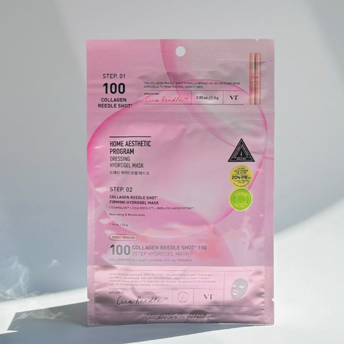 VT Reedle Shot 100 2-Step Hydrogel Mask (Step 1: 1.5 g / Step 2: 33 g) 5 Types (Reti-A / Collagen / Pro Cica / Vita-Light / Hydrop)