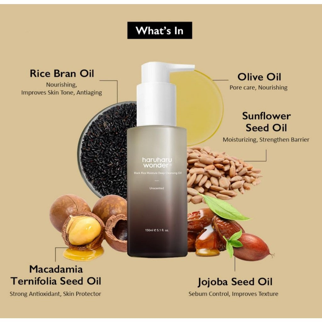 HARUHARU Wonder Black Rice Moisture Cleansing Oil, 150mL