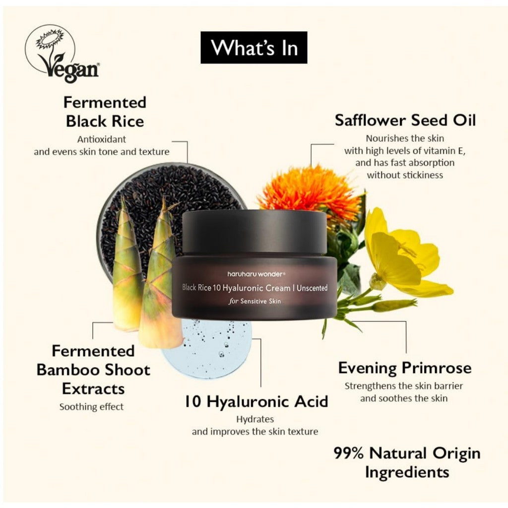 HARUHARU Wonder Black Rice Hyaluronic Cream Unscented, 50mL