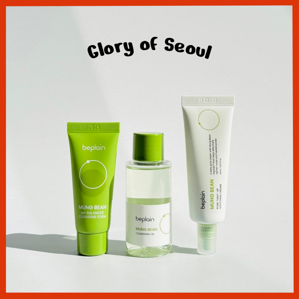 [MINI] beplain Mung Bean Miniature Collection (3 Types) │ Foam 20ml / Oil 50ml / Cream 20ml
