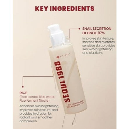 K-SECRET SEOUL 1988 Essence : Snail Mucin 97% + Rice 100ml