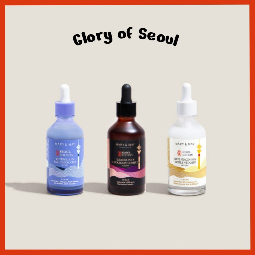 MARY&MAY Seoul Edition Serum (3 Types) | Retinol 0.1% Bakuchiol Cica / Idebenone Blackberry Complex / Rice Niacin 10% Triple Vitamin