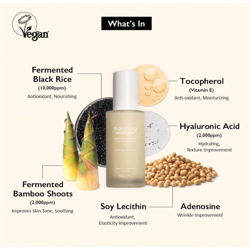 Haruharu Wonder Black Rice Hyaluronic Anti-Wrinkle Serum, 50mL