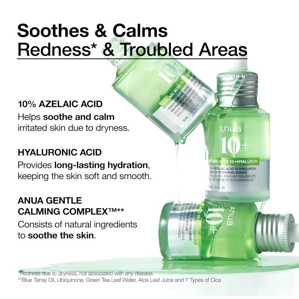 ANUA Azelaic Acid 10 Hyaluron Redness Soothing Serum 30ml