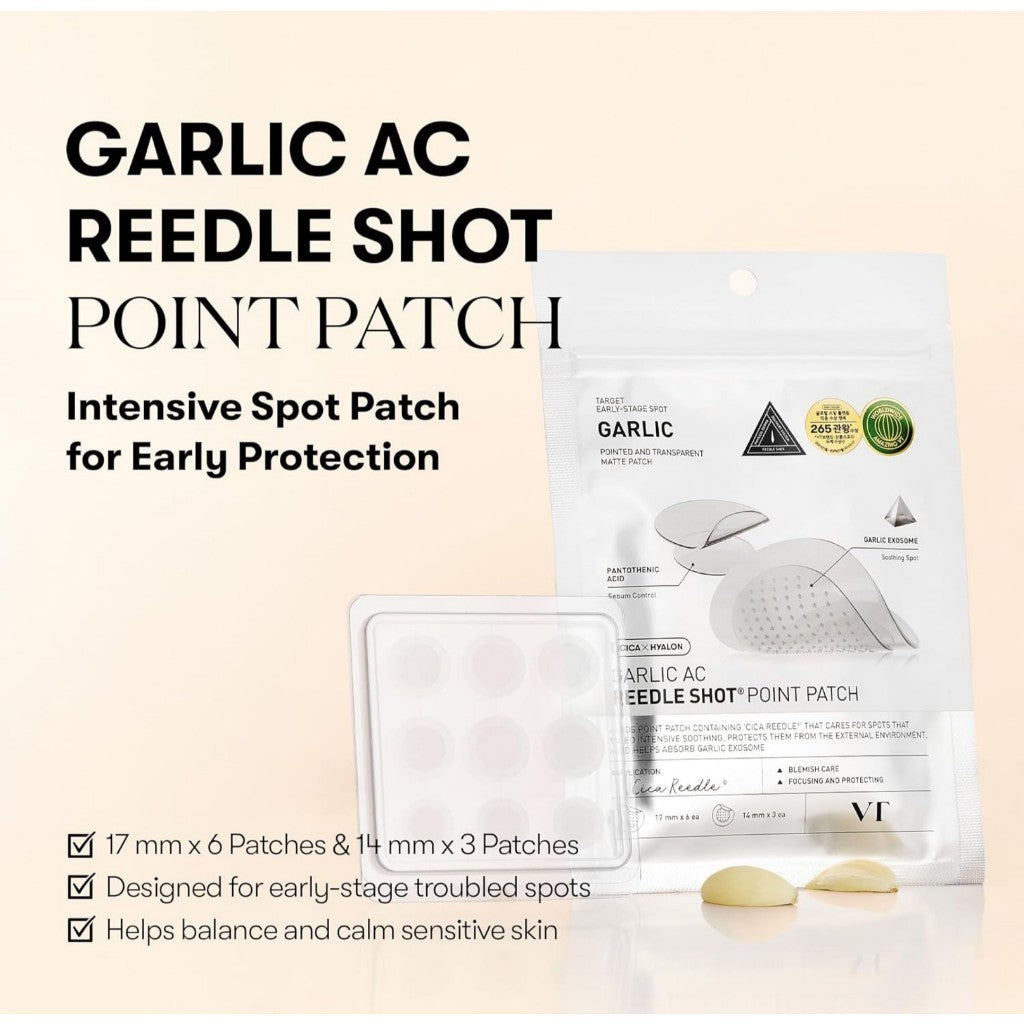 VT Garlic AC Reedle Shot Point Patch 9 Patches │ Spot Patch for Early-Stage Blemishes
