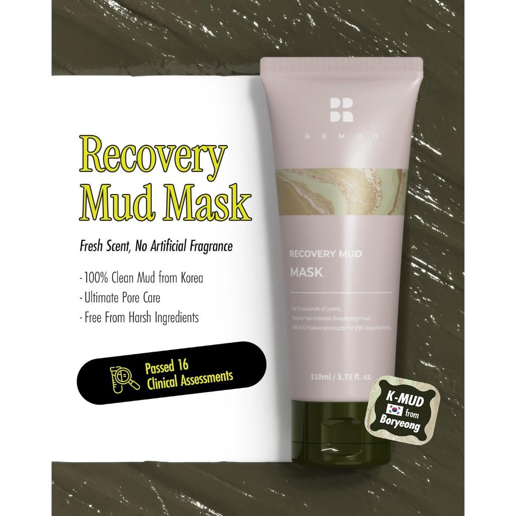 BRMUD Recovery Mud Clay Face Mask 110ml | Hydrating & Moisturizing Pore Cleanser Korean Mask