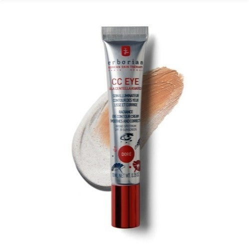 Erborian CC Eye Cream, 10mL (DORÉ) with Centella Asiatica - Illuminating, Moisturizing and Correcting Tinted Eye Cream SPF 20