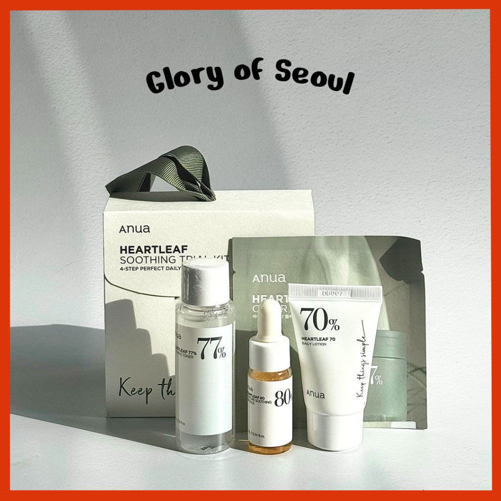 ANUA Heartleaf Soothing Trial Kit, Toner 40ml + Lotion 20ml + Ampoule 10ml + Pad 1 Pack*2 Patches