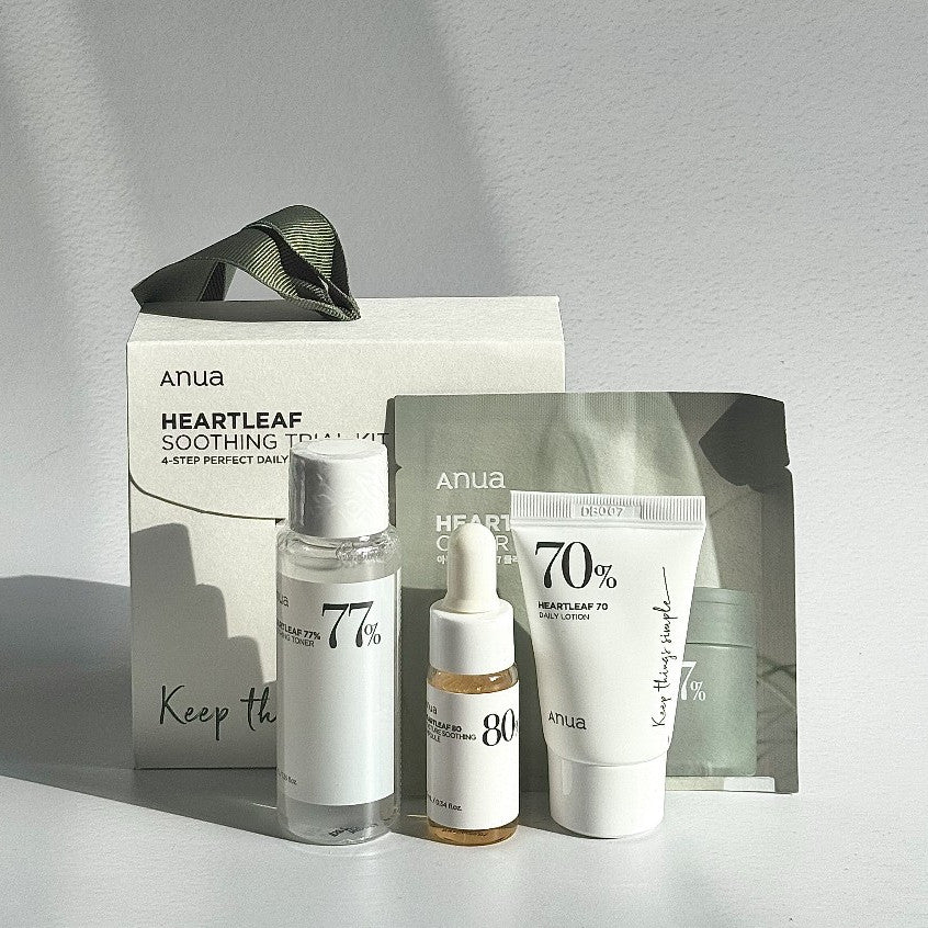 ANUA Heartleaf Soothing Trial Kit, Toner 40ml + Lotion 20ml + Ampoule 10ml + Pad 1 Pack*2 Patches