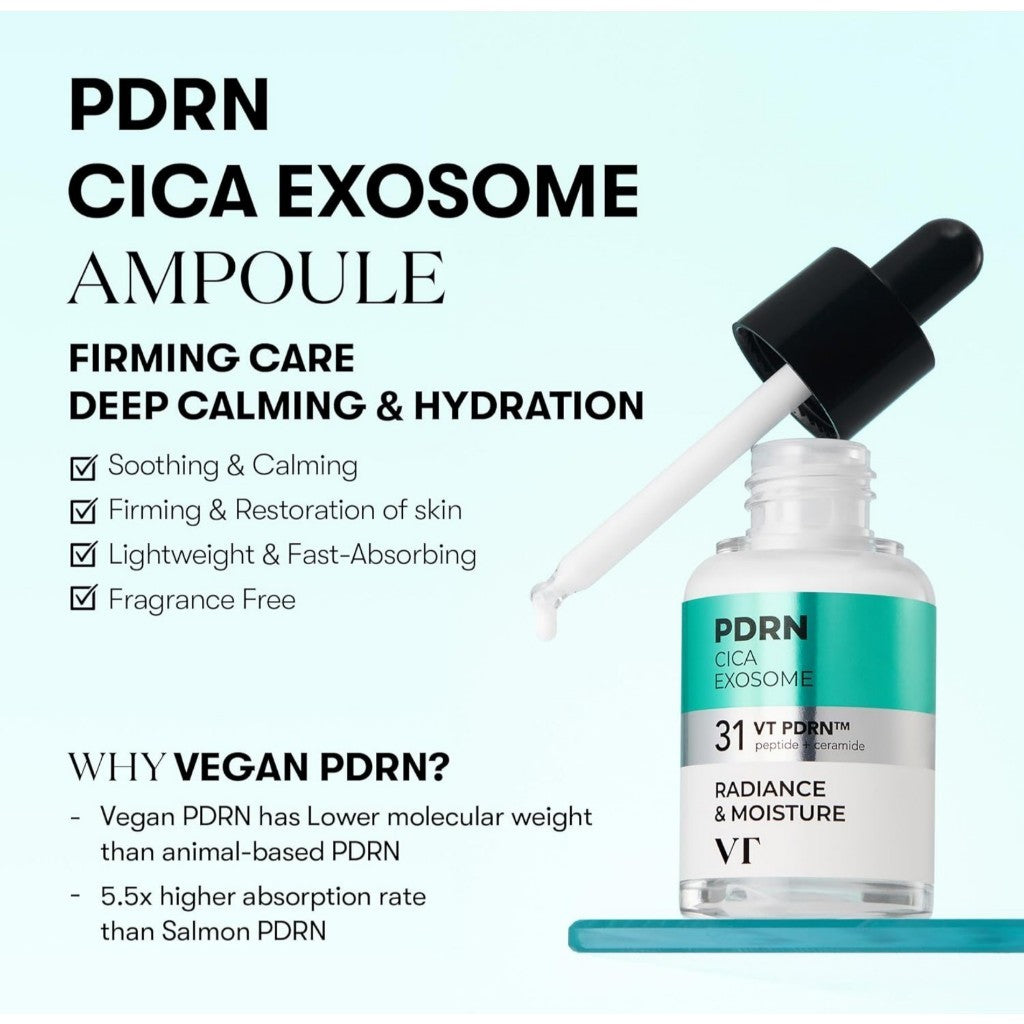 VT Ampoule 30ml (3 Types) │ R5 Firming(PDRN) / S4 Moisture(Squalane) / G2 Brightening(Glutathione) | Cica Exosome