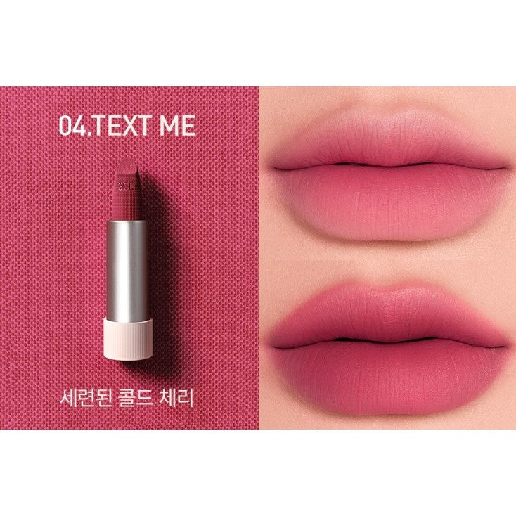 3CE Cashmere Hug Lipstick 3.5g (10 Colors)
