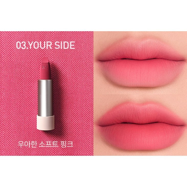 3CE Cashmere Hug Lipstick 3.5g (10 Colors)