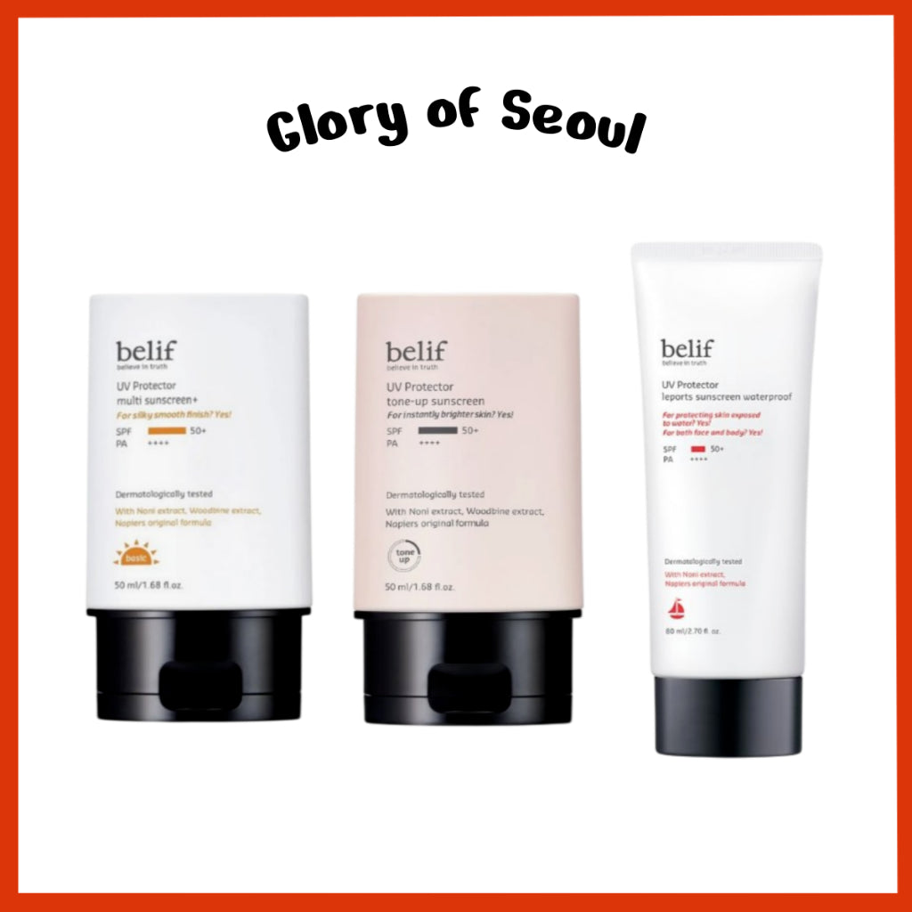 BELIF UV Protector sunscreen 3Types ( multi sunscreen+ 50ml, tone-up 50ml, leports 80ml )