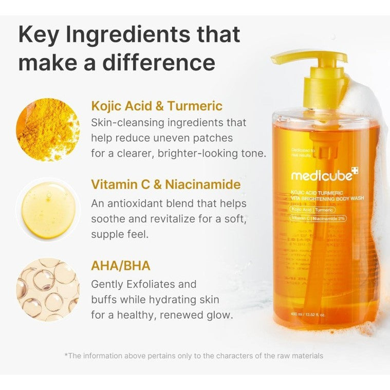 MEDICUBE Kojic Acid Turmeric Vita Brightening Body Wash, 400ml