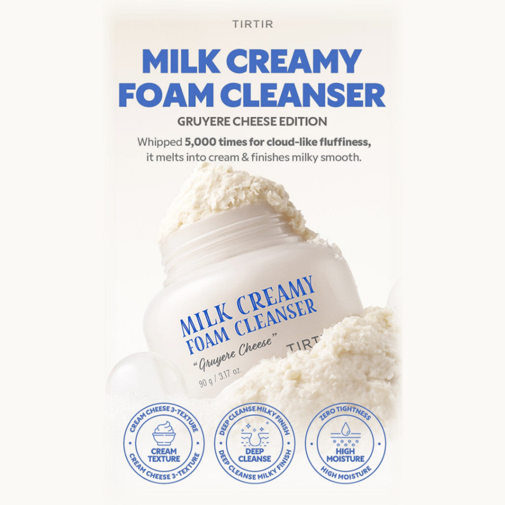 TIRTIR Milk Creamy Foam Cleanser 90g │ Gruyere Cheese Edition