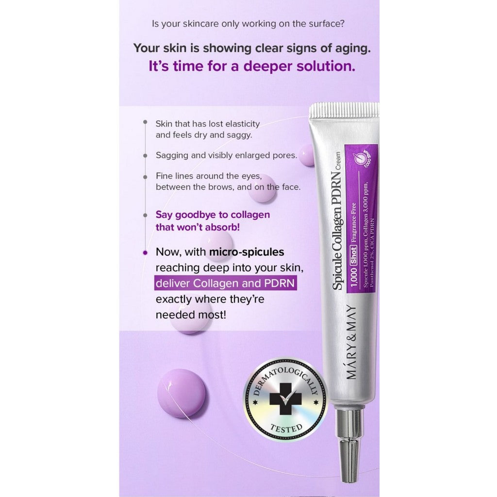 MARY&MAY Crema de espículas con PDRN 15g, 2 tipos (colágeno, retinol)