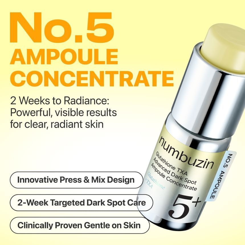 Numbuzin No.5 Ampolla de Glutatión 100 y Ácido Tranexámico para Manchas Oscuras 10g