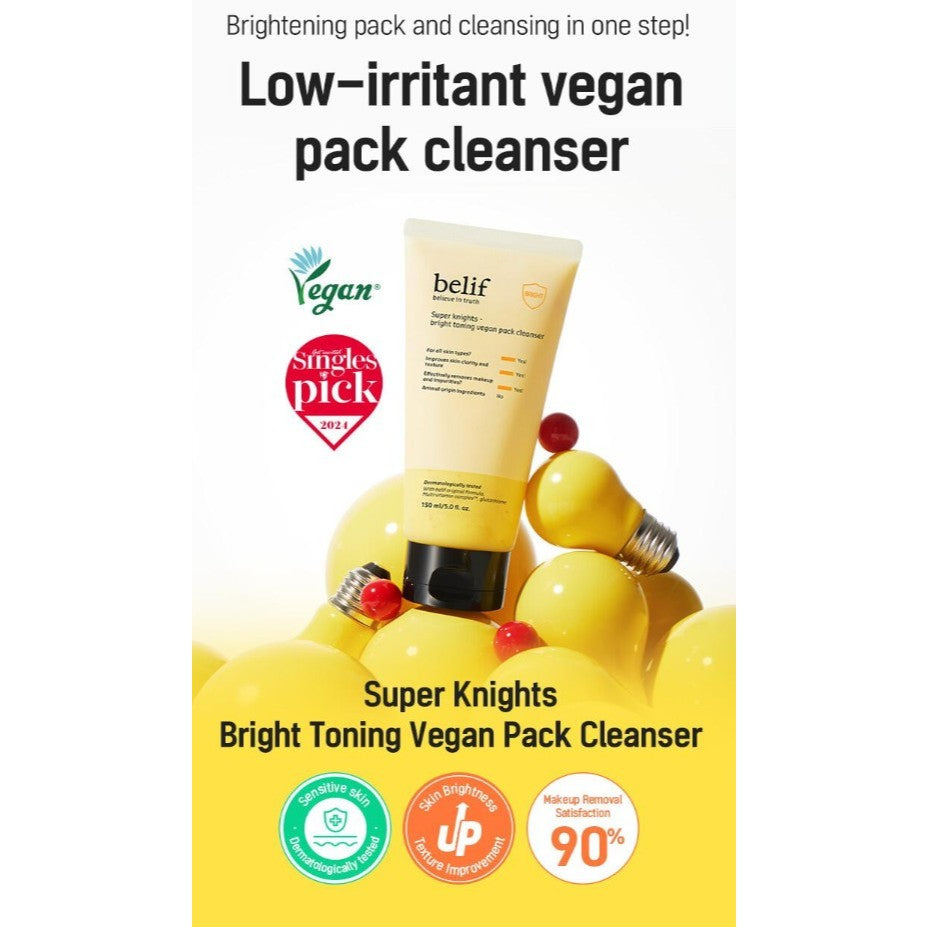 Limpiador Vegano Super Knights Bright Toning de BELIF 35ml, 150ml