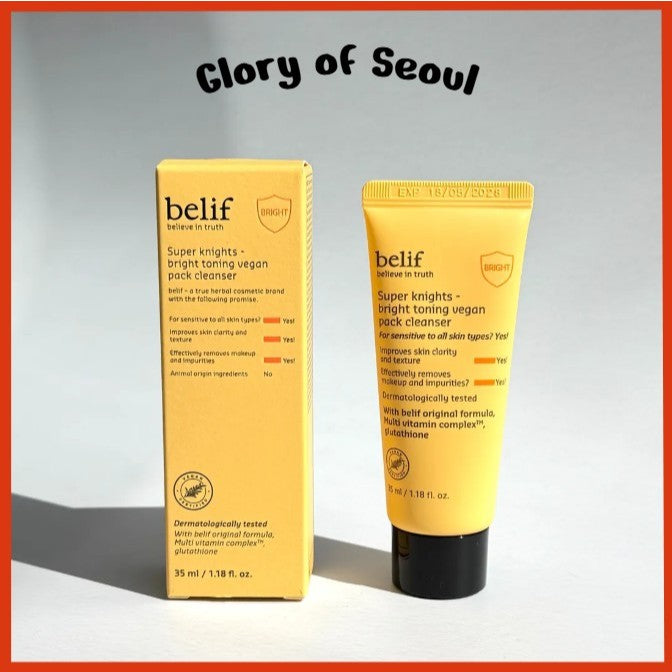 BELIF Super Knights Bright Toning Vegan Pack Cleanser 35ml, 150ml
