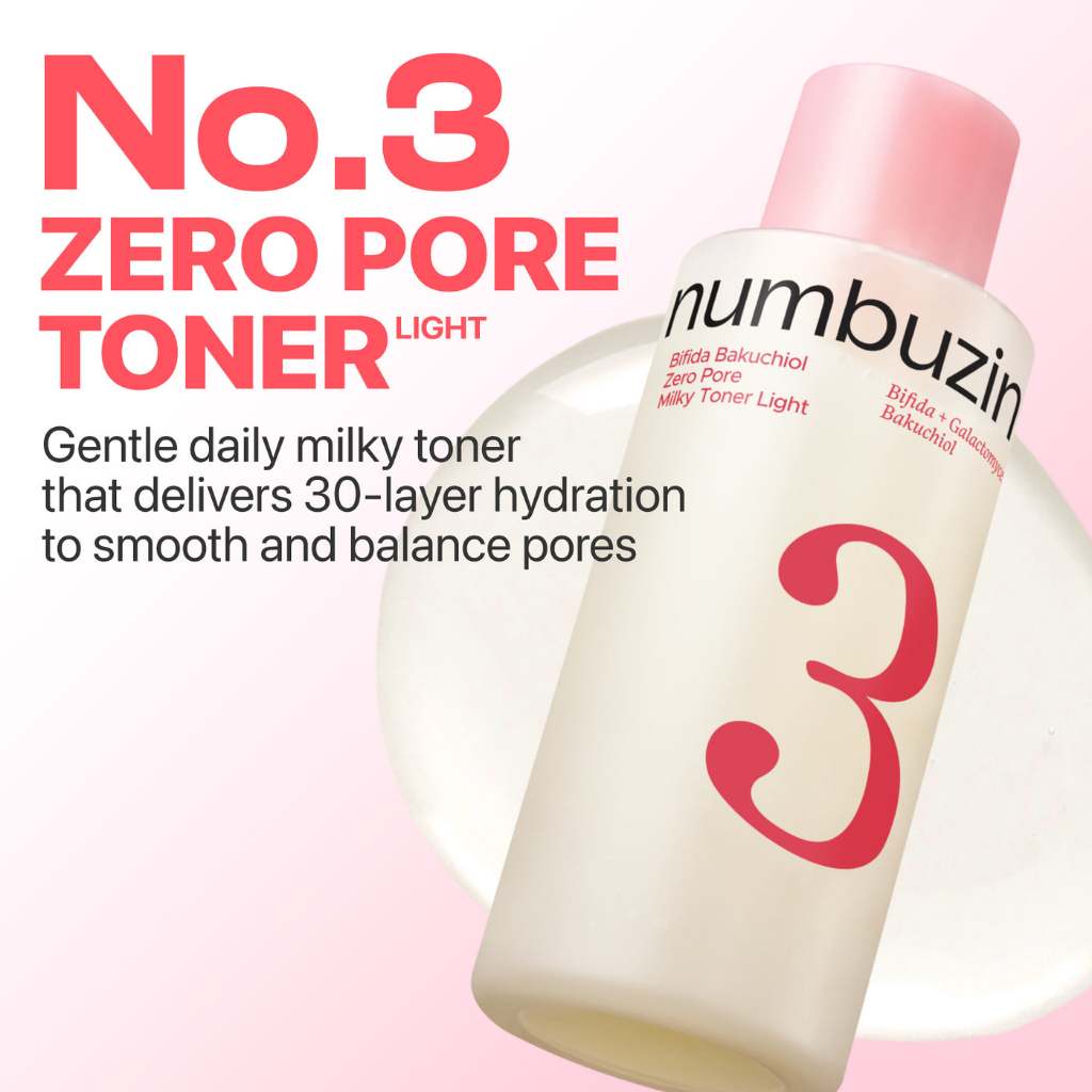 NUMBUZIN No.3 Tónico lechoso de poros cero con bifida y bakuchiol (versión ligera), 200 ml