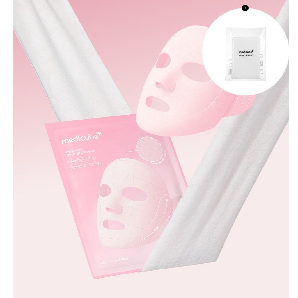 MEDICUBE PDRN Pink Tension Up Mask Set (4 sheets + V-line up band)