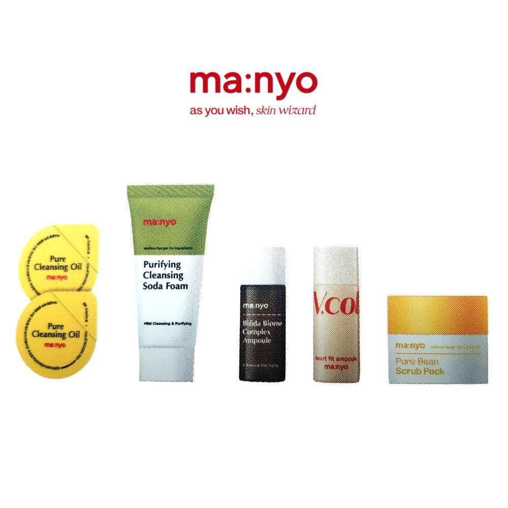 [KIT] MANYO As You Wish Miniatures Kit (6 Items) │ Cleansing Oil, Cleansing Soda Foam, Bifida & Heart Fit Ampoules, Scrub Pack