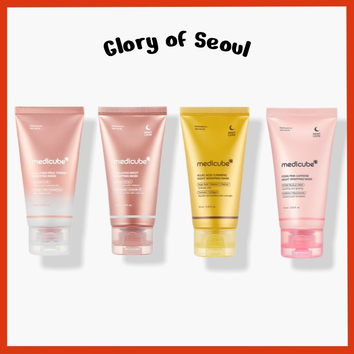 MEDICUBE Collagen Milk Toning, Collagen Night, Kojic Acid Turmeric, PDRN Pink Caffeine Wrapping Mask, 75ml (1EA 4 Types / Set)