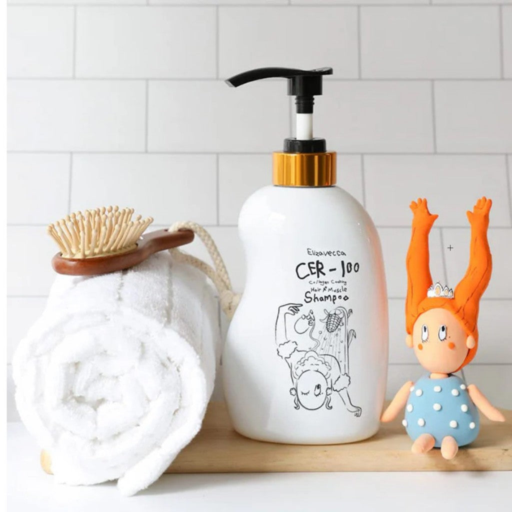 ELIZAVECCA CER-100 Collagen Coating Hair A+ Muscle Shampoo, 500mL / Collagen Coating Hair Treatment Rinse 500mL