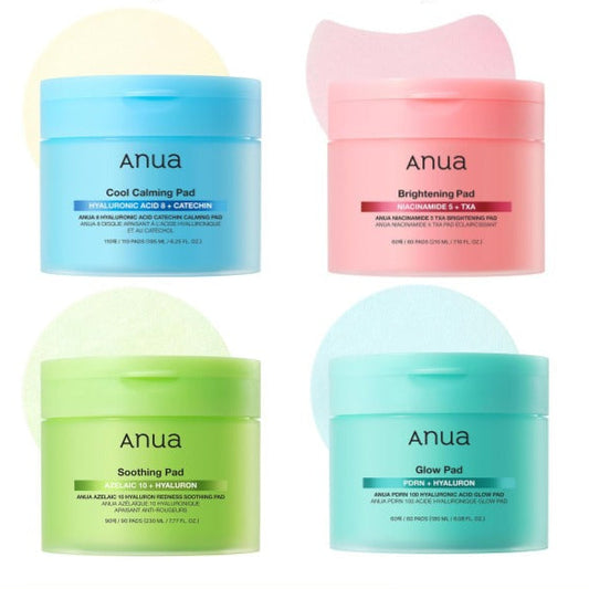 ANUA Pad Collection PDRN 100 Hyaluronic Acid Glow Pad, Niacinamide 5 TXA Brightening Pad, Azelaic 10+Hyaluron Soothing Pad, 8 Hyaluronic Acid Catechin Calming Pad (4 Options)