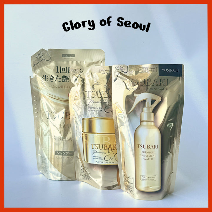 [REFILL] SHISEIDO Tsubaki Premium Repair Hair Mask 150g, Intensive Sampoo 300ml, Water 200ml