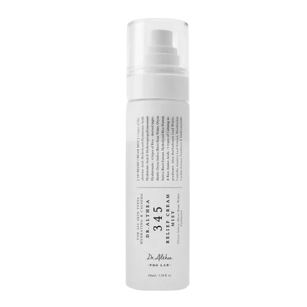 White Dr. Althea 345 Relief Cream Mist 100ml spray bottle with a clear cap