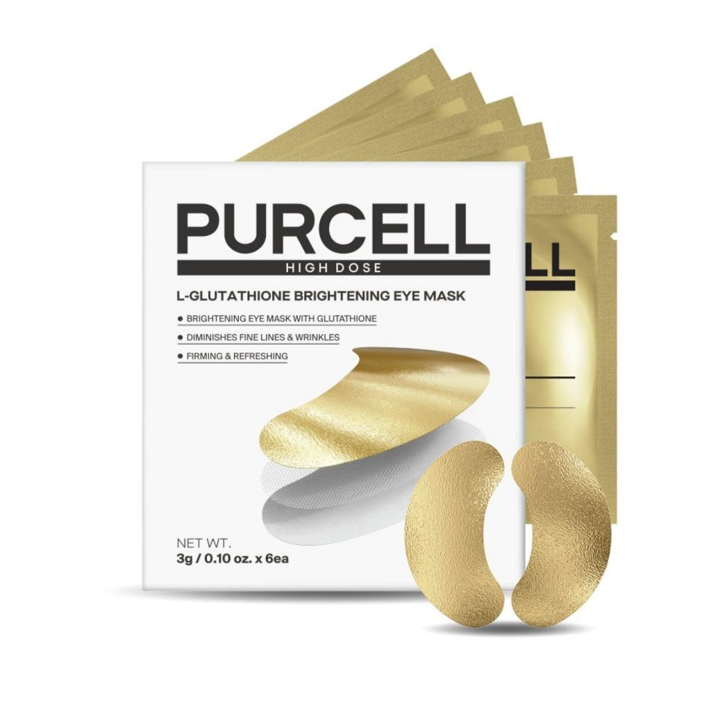 Dúo de parches para ojos PURCELL, 2 tipos (Barrera de hidratación / Iluminador con L-glutatión) / 6 pares cada uno (3g × 6 unidades)