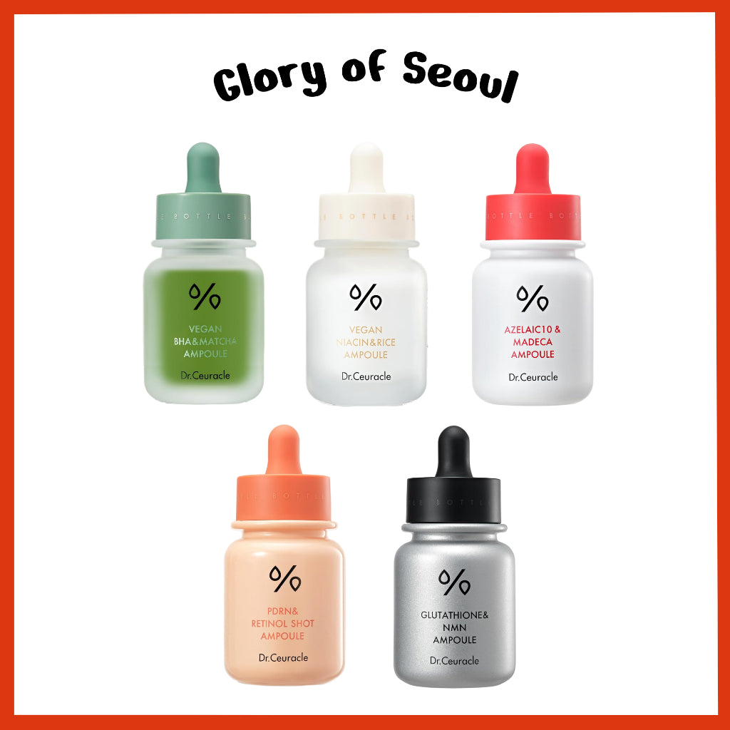 DR.CEURACLE  AMPOULE 5 Types, 30ml ( VEGAN BHA&MATCHA, NIACIN&RICE, AZELAIC10&MADECA, PDRN & RETINOL SHOT, GLUTATHIONE & NMN AMPOULE )