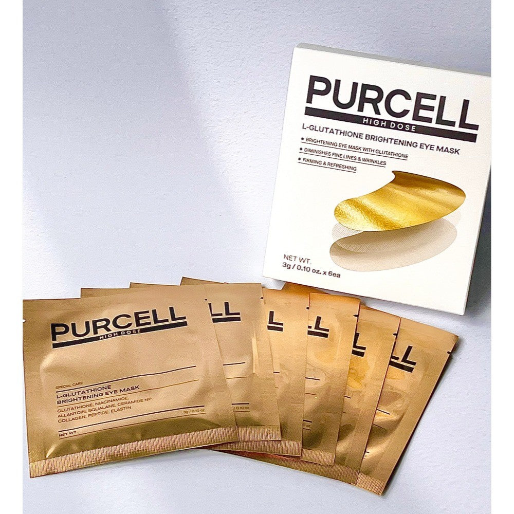 Dúo de parches para ojos PURCELL, 2 tipos (Barrera de hidratación / Iluminador con L-glutatión) / 6 pares cada uno (3g × 6 unidades)