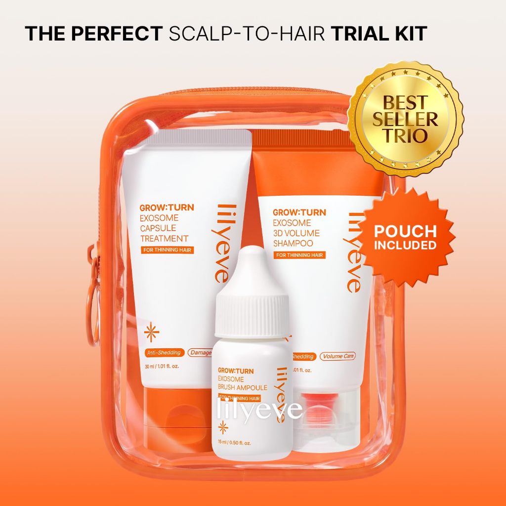 LILYEVE GROWTURN Hair Care Travel Kit / Shampoo 30ml, Treatment 30ml, Ampoule 15ml