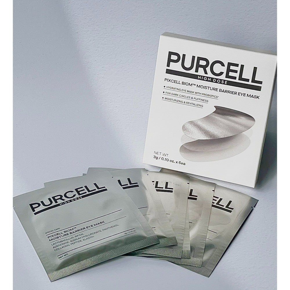 Dúo de parches para ojos PURCELL, 2 tipos (Barrera de hidratación / Iluminador con L-glutatión) / 6 pares cada uno (3g × 6 unidades)