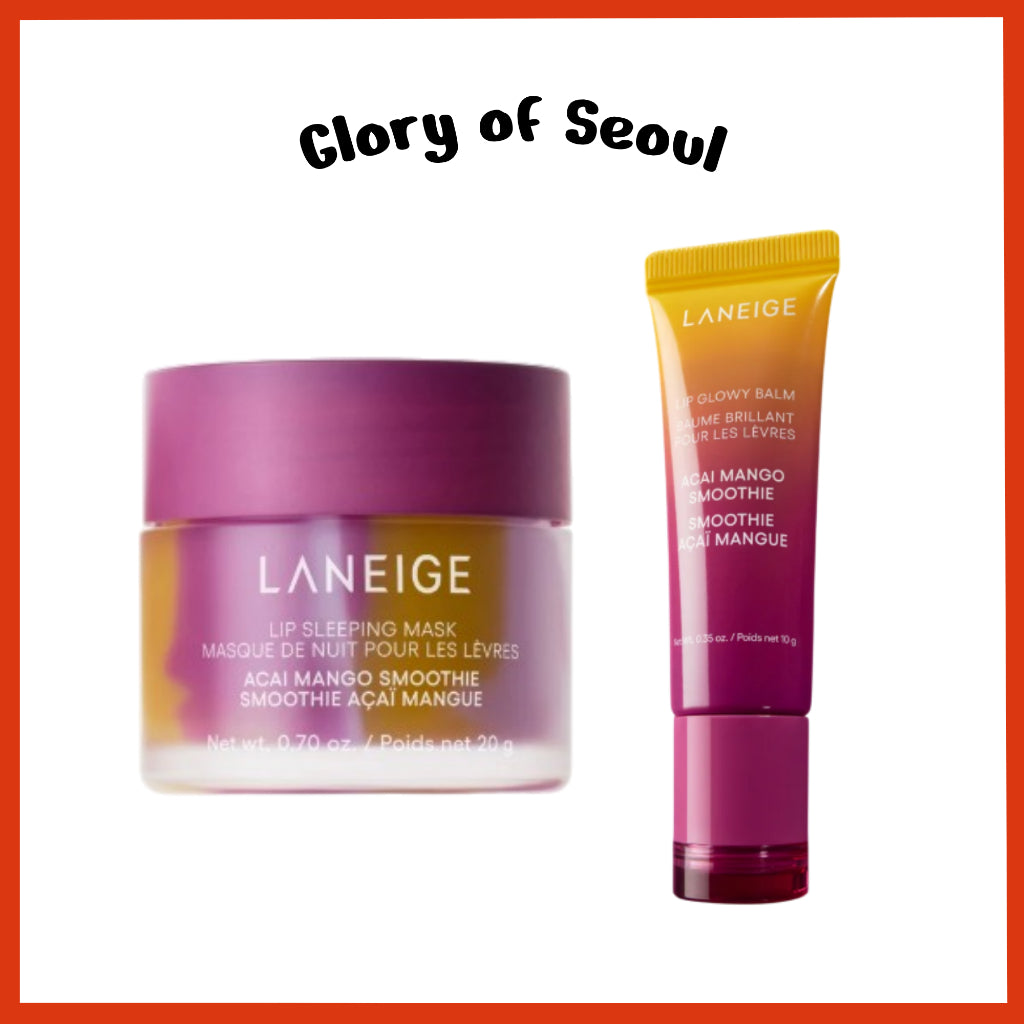 [NUEVO] Colección de bálsamos labiales Acai Mango Smoothie de LANEIGE, 2 tipos / Mascarilla labial para dormir 20 g, bálsamo labial con brillo 10 g