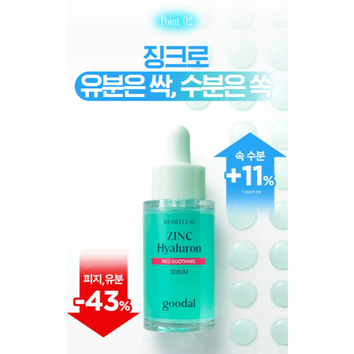 GOODAL HEARTLEAF ZINC Hyaluron Red Soothing Serum / 10ml, 30ml