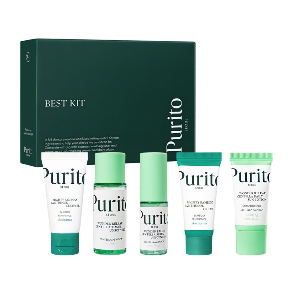 PURITO SEOUL Best Kit, 5-Piece Travel Skincare Set