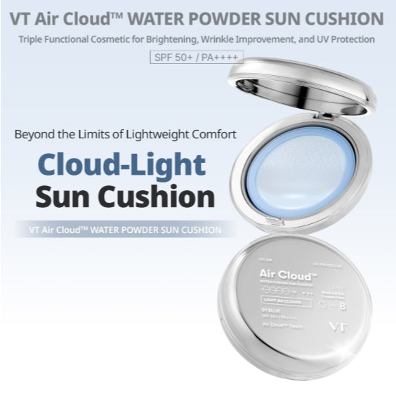VT COSMETICS Air Cloud Water Powder Sun Cushion SPF50+ PA++++, 12g