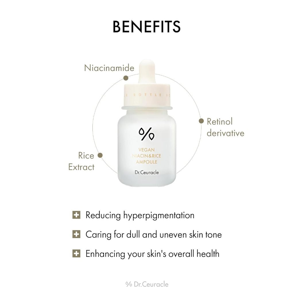DR.CEURACLE AMPOULE 5 tipos, 30 ml (VEGAN BHA&MATCHA, NIACIN&RICE, AZELAIC10&MADECA, PDRN & RETINOL SHOT, GLUTATHIONE & NMN AMPOULE)