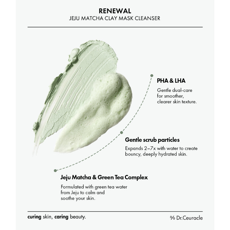 Limpiador de mascarilla de arcilla Jeju Matcha de DR.CEURACLE, 120 mL